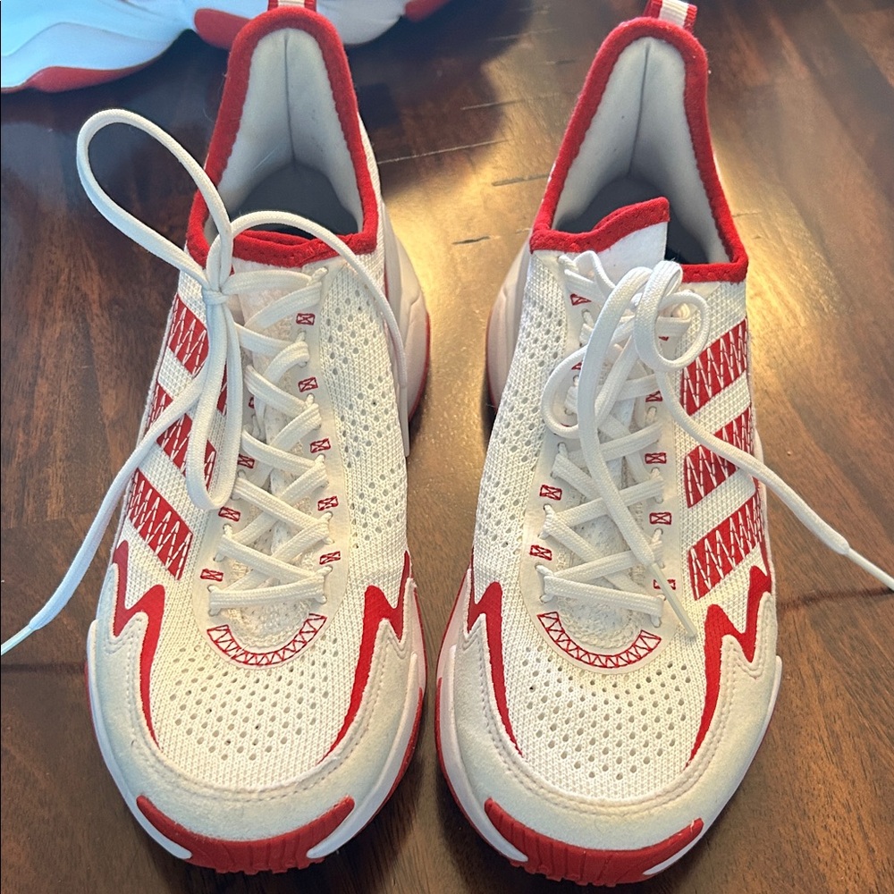 Adidas White and Red Athletic Sneakers